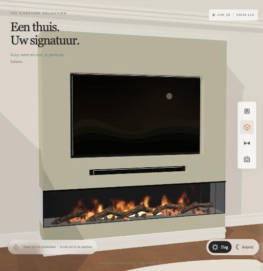 3D-configurator voor haarden en wandmeubels, gebouwd met KroonIT Forma