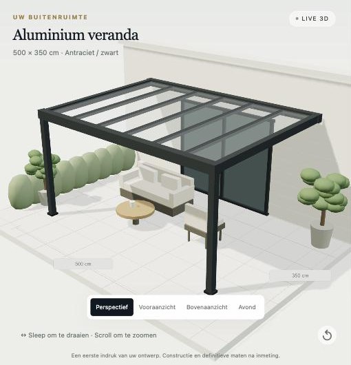 3D-configurator voor veranda's en buitenleven, gebouwd met KroonIT Forma