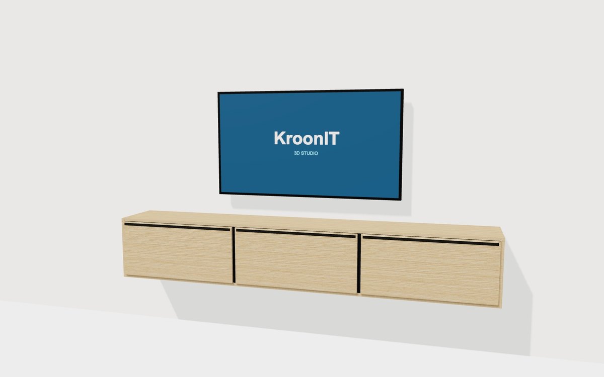 De TV-kastdemo van KroonIT Forma: een zwevende kast met televisie in de 3D-configurator