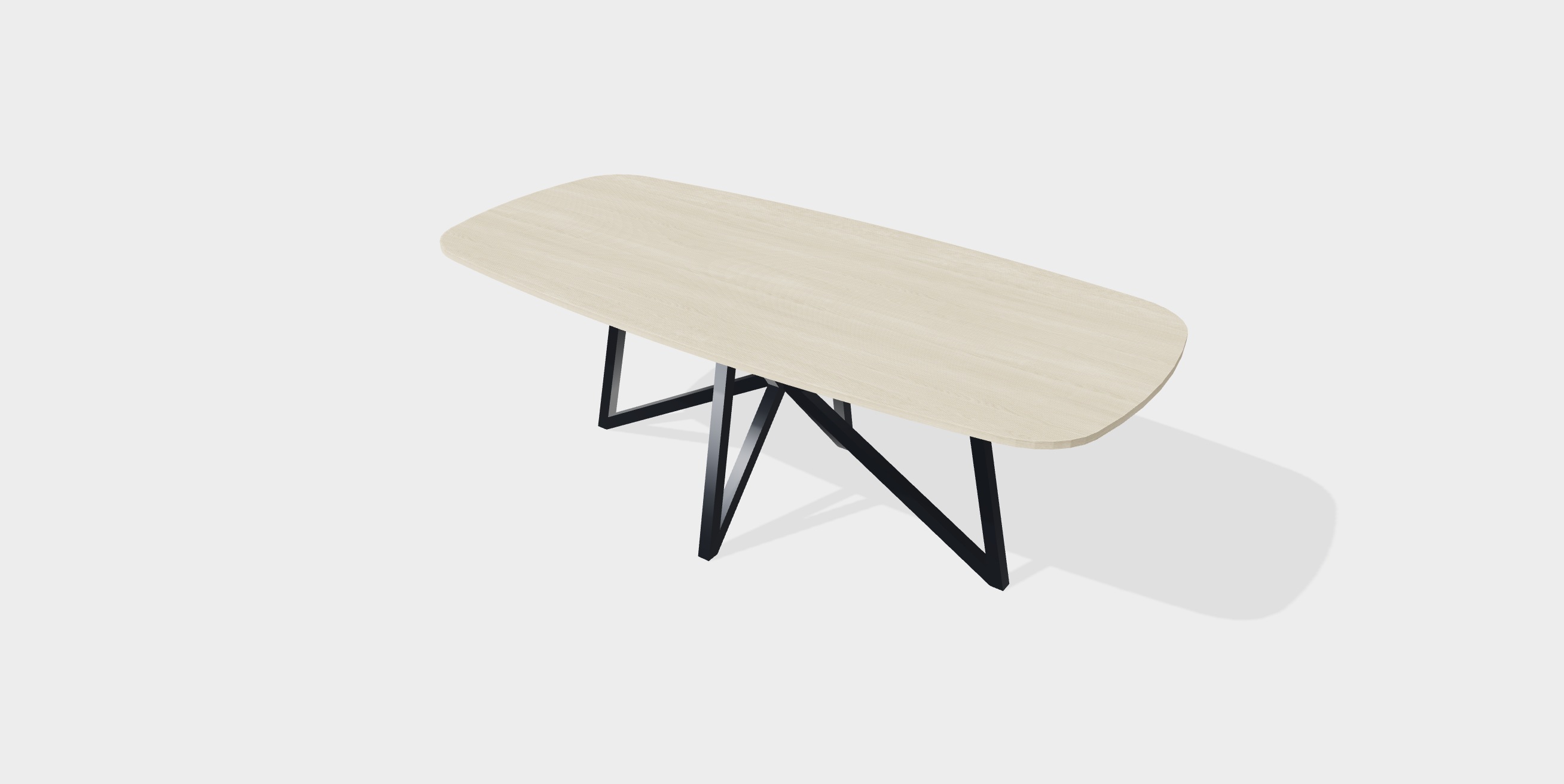 3D eettafel met een ovalen blad en design onderstel